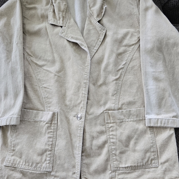 VTG Sundance Khaki Blazer Jacket Women XL Beige Long Sleeve Western Barn Chore - Picture 5 of 15